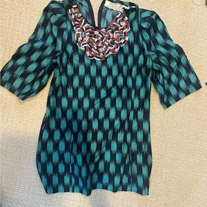 Elegant Lela rose small Teal and Black Women's Top silk